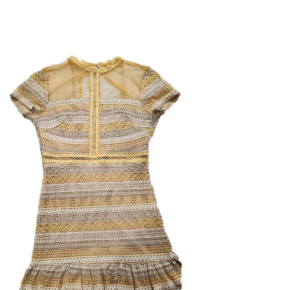 SIZE XS Mini dress high neckline lace dress short sleeve FRANCESCA'S NWT - Picture 7 of 16